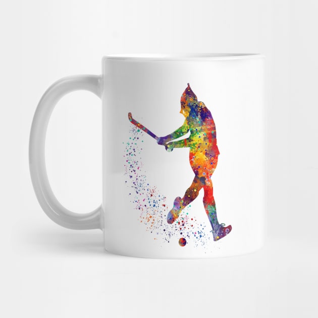 Girl Field Hockey Player Watercolor Sport by LotusGifts